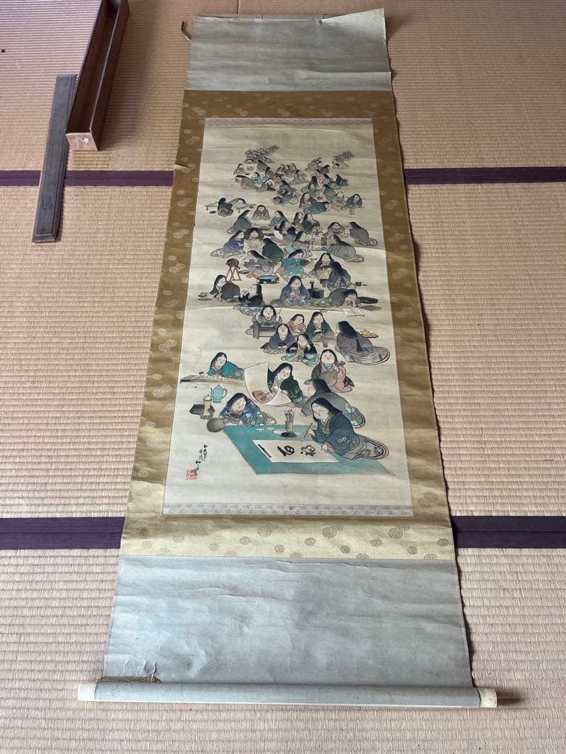 美人群像図 掛け軸 Japanese Hanging Scroll
